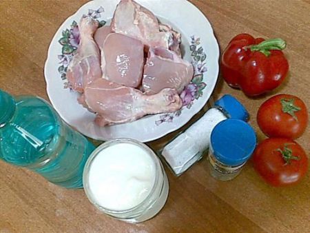 Курица, кефир, минеральная вода